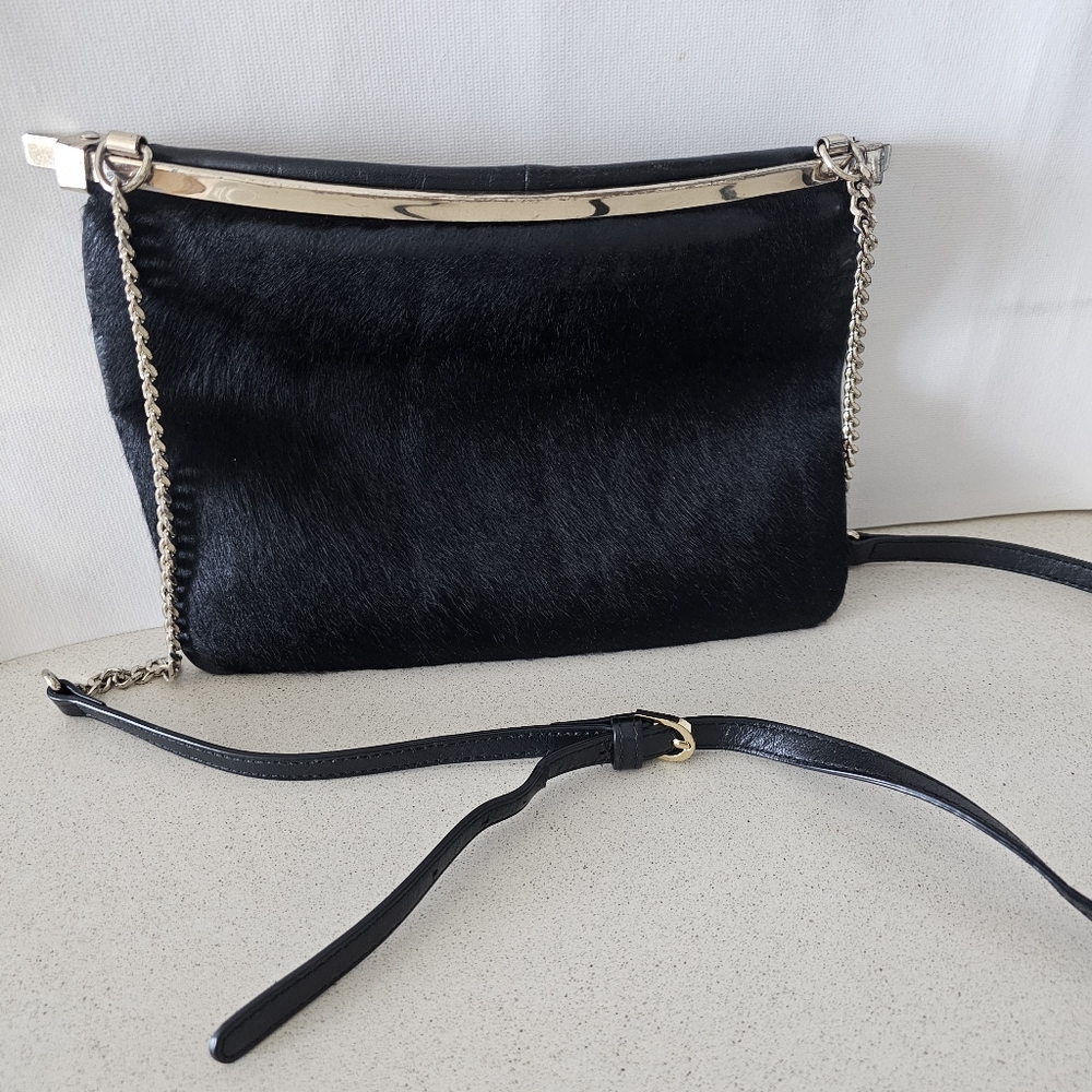 Evening bag Coat Fur 11x8 Marciano Clutch Cross Shoulder Handbag Brass Hardware